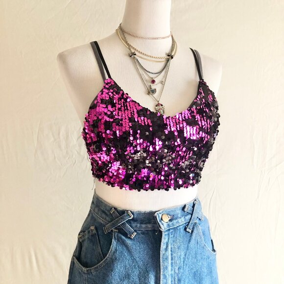Pink Sequin Crop Top - Picture 4 of 7